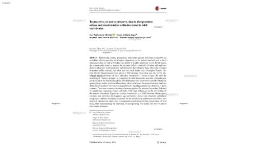 To preserve, or not to preserve, that is the question: urban and rural student attitudes towards wild vertebrates